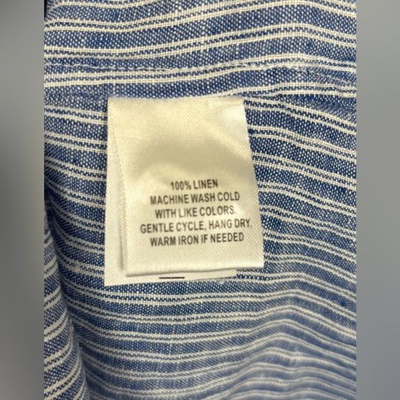 NEW Untuckit‎ Villa Fiore 100% Linen Long Sleeve Button Up Classic 0 Blue 0998 - Picture 6 of 8